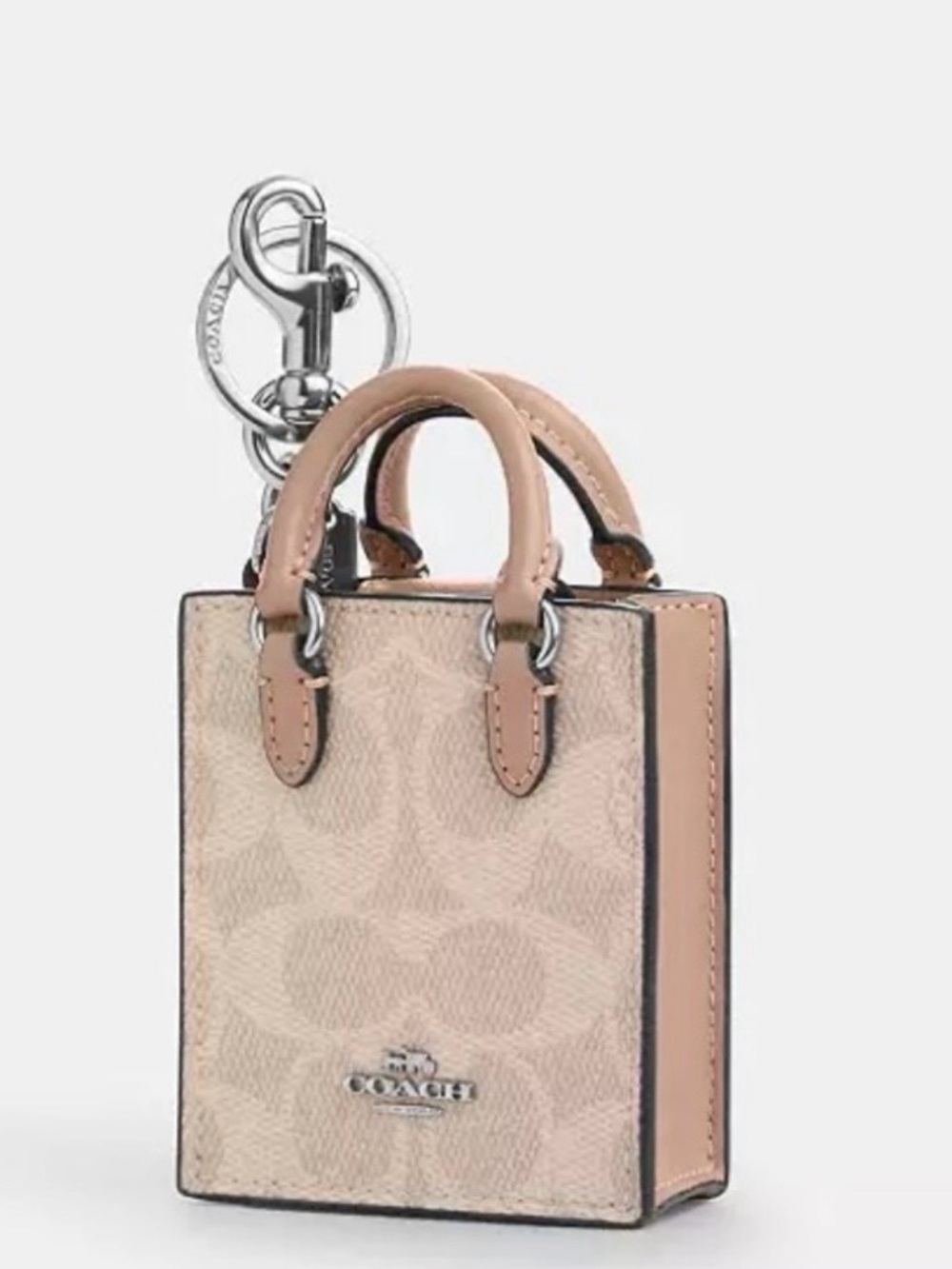 NWT Coach logo monogram Signature leather nano Mini tote charm hand bag. - Picture 6 of 13